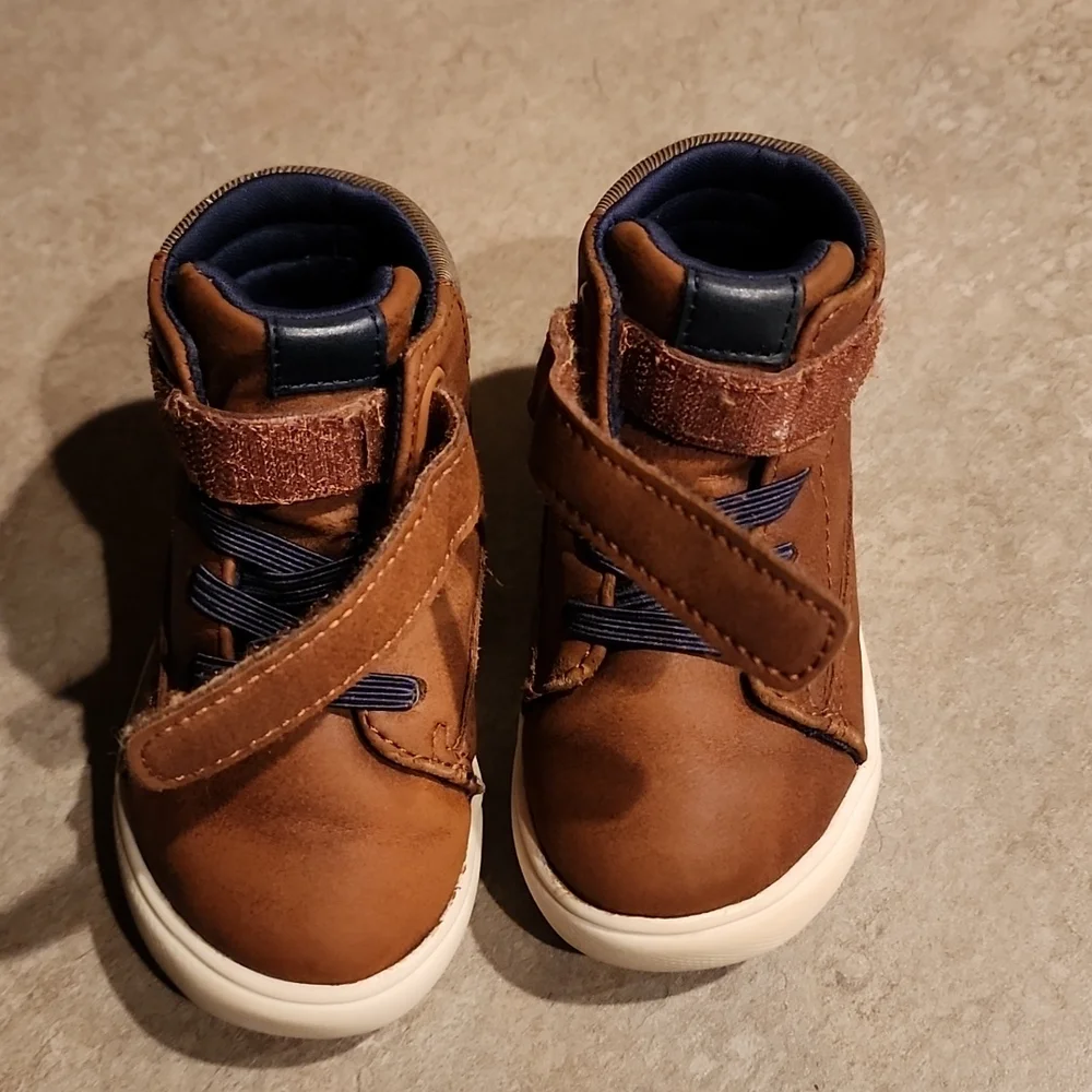 WONDER NATION Kids Brown Hi-Top Boots Size 5